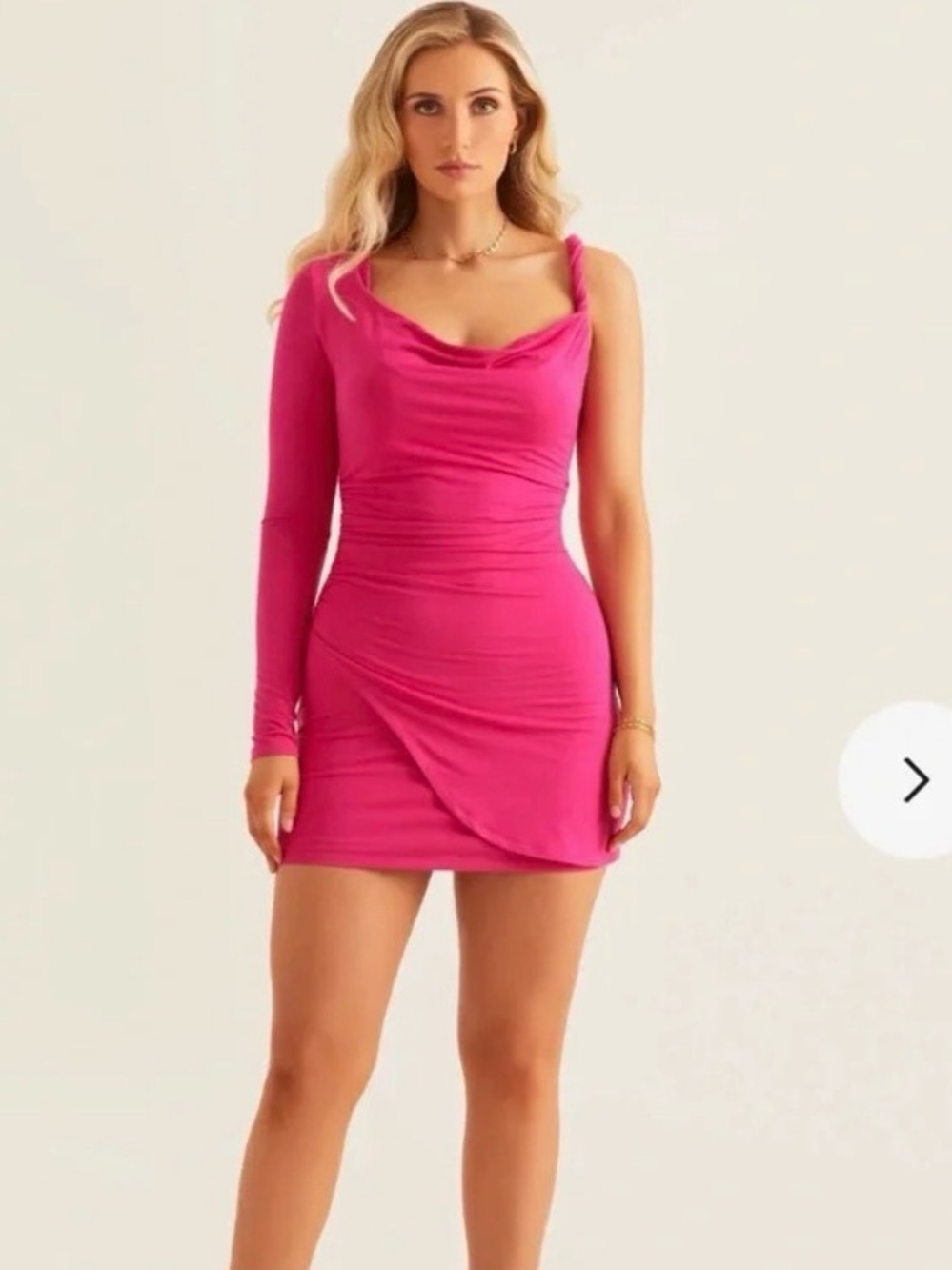 Alana Eve Chloe One Sleeve Mini Dress pink size 2x